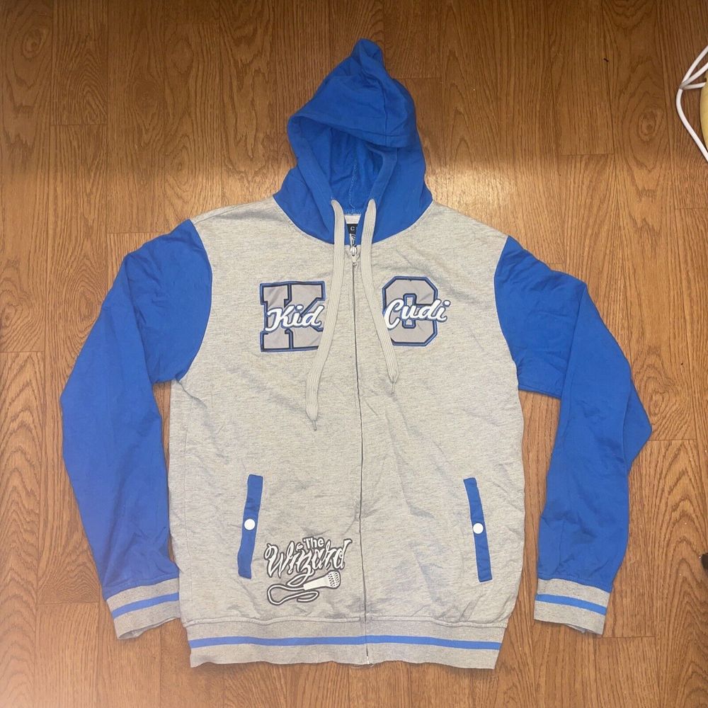 Kid Cudi Hoodie Mens Thw Wizard Gray Blue Sweatshirt Zip Up Size Medium